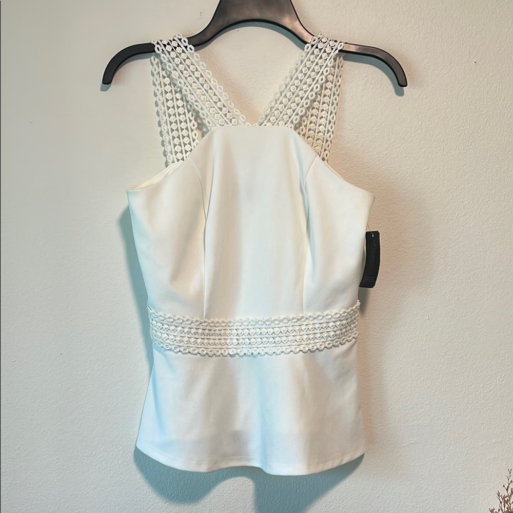 Cream Embellished Bustier Tank Top